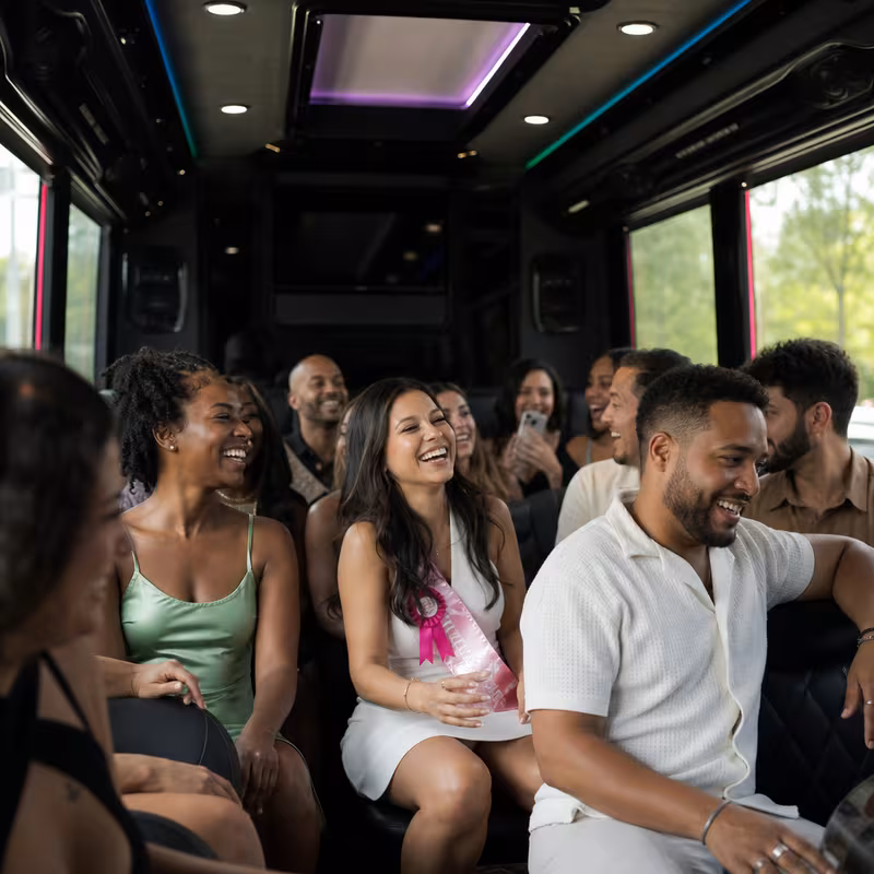 Black Mercedes Sprinter van staged for an Indianapolis Birthday Transportation group