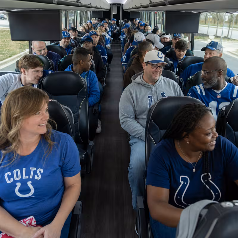 Passenger seating aboard a Indianapolis party bus rental