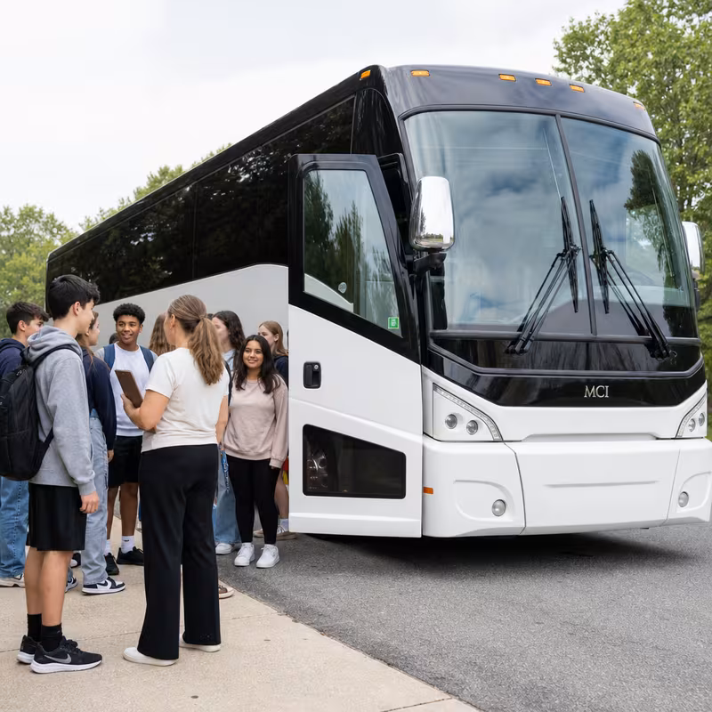 Black Mercedes Sprinter van staged for an Indianapolis School Transportation group