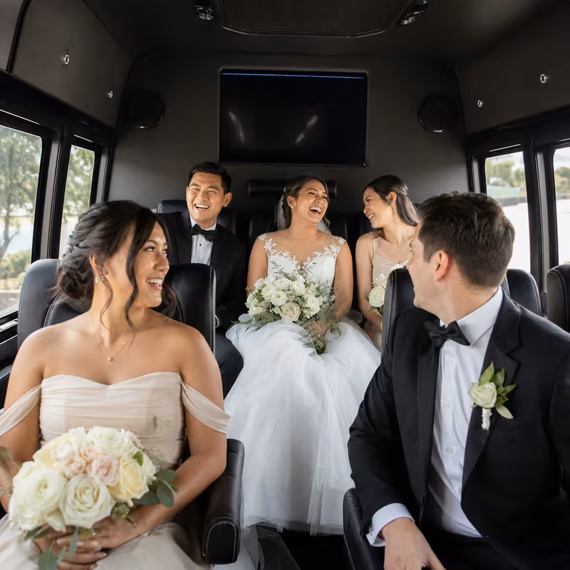 Black Mercedes Sprinter van staged for an Indianapolis Wedding Transportation group