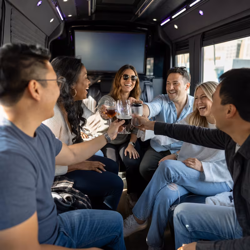 Black Mercedes Sprinter van staged for an Indianapolis Winery & Brewery Tour Transportation group